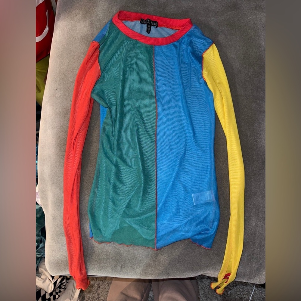 Color Block Mesh Top - Picture 2 of 5
